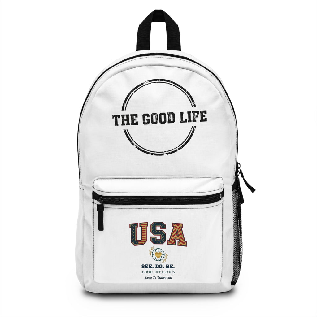 USA Patch Backpack — Patriotic 'USA' Vintage Lettering School & Travel Bag