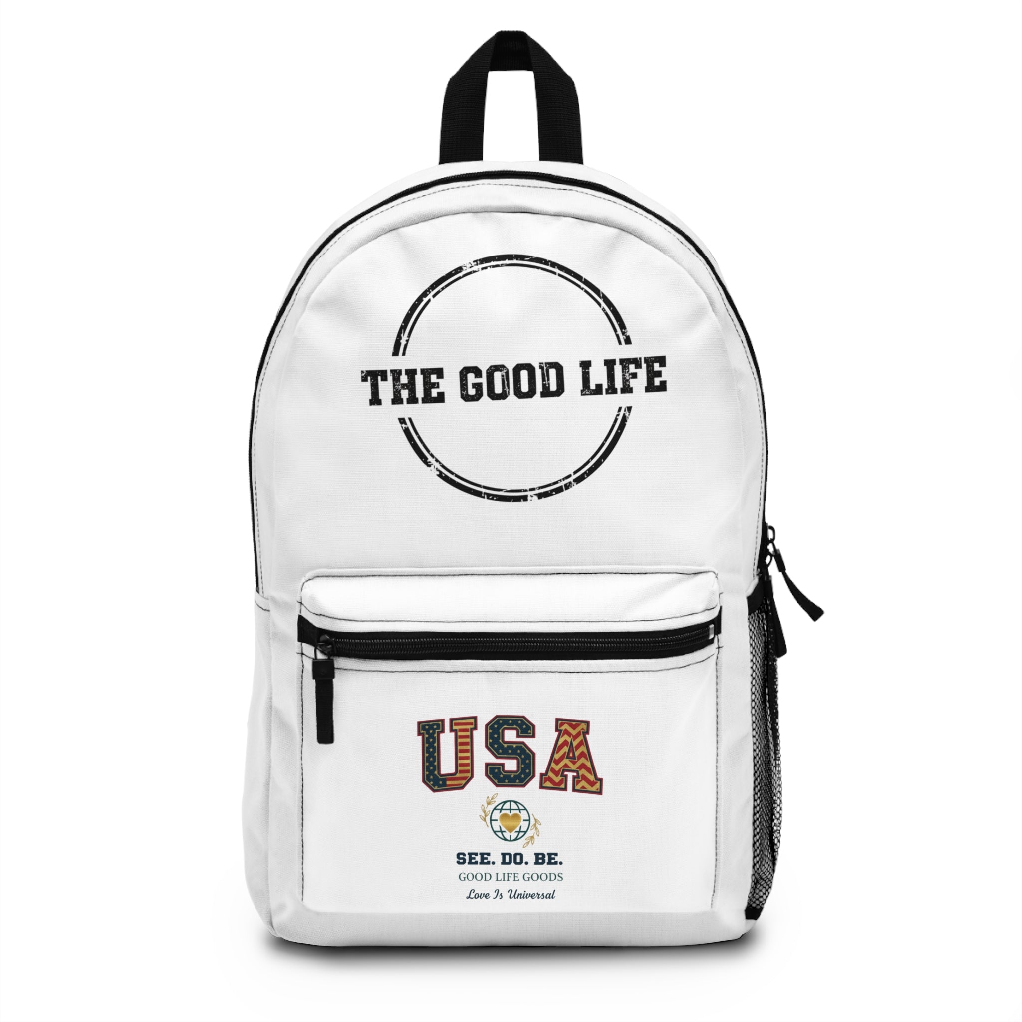 USA Patch Backpack — Patriotic 'USA' Vintage Lettering School & Travel Bag