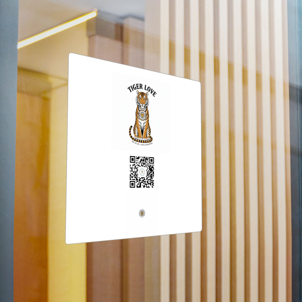 Tiger Love Kiss-Cut Vinyl Decal — QR Code Sticker for Laptops, Water Bottles & Windows