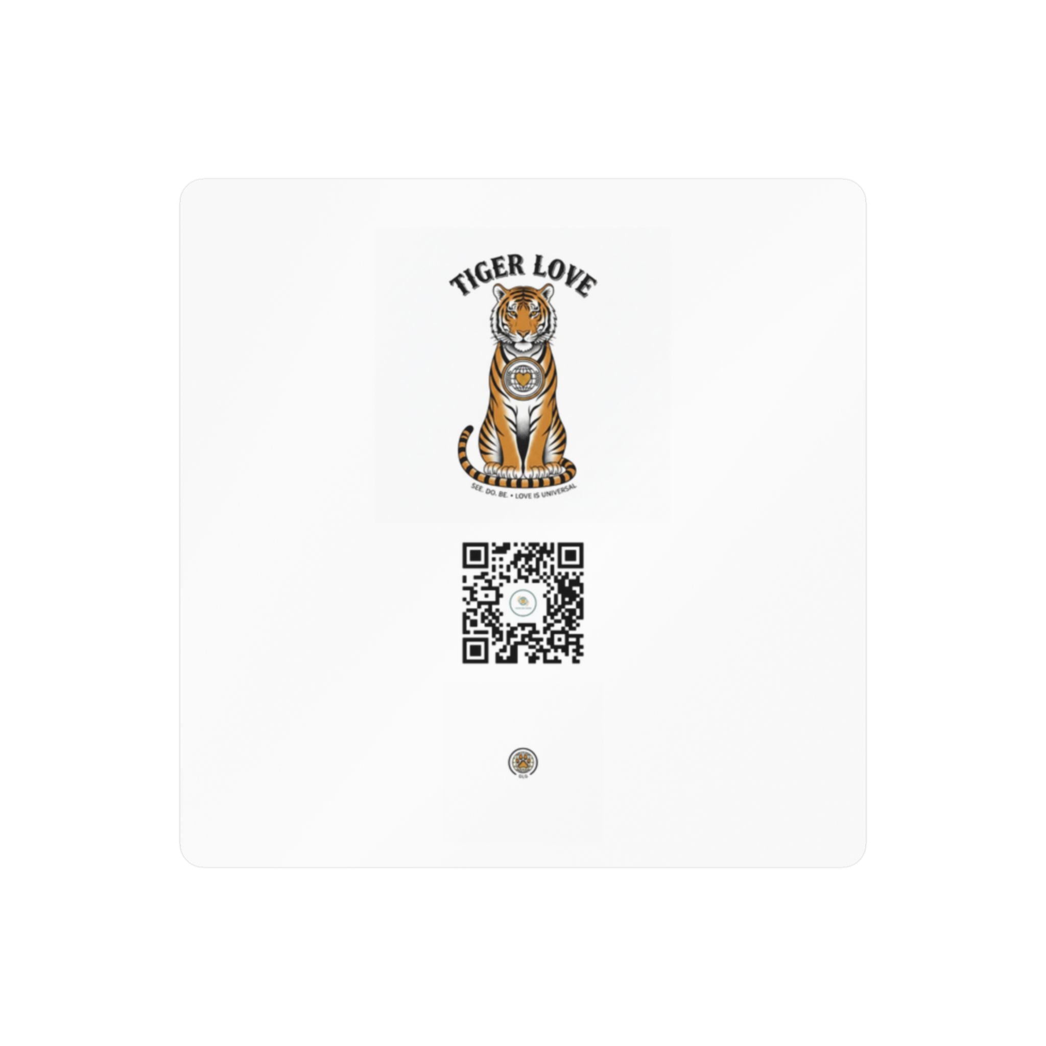 Tiger Love Kiss-Cut Vinyl Decal — QR Code Sticker for Laptops, Water Bottles & Windows