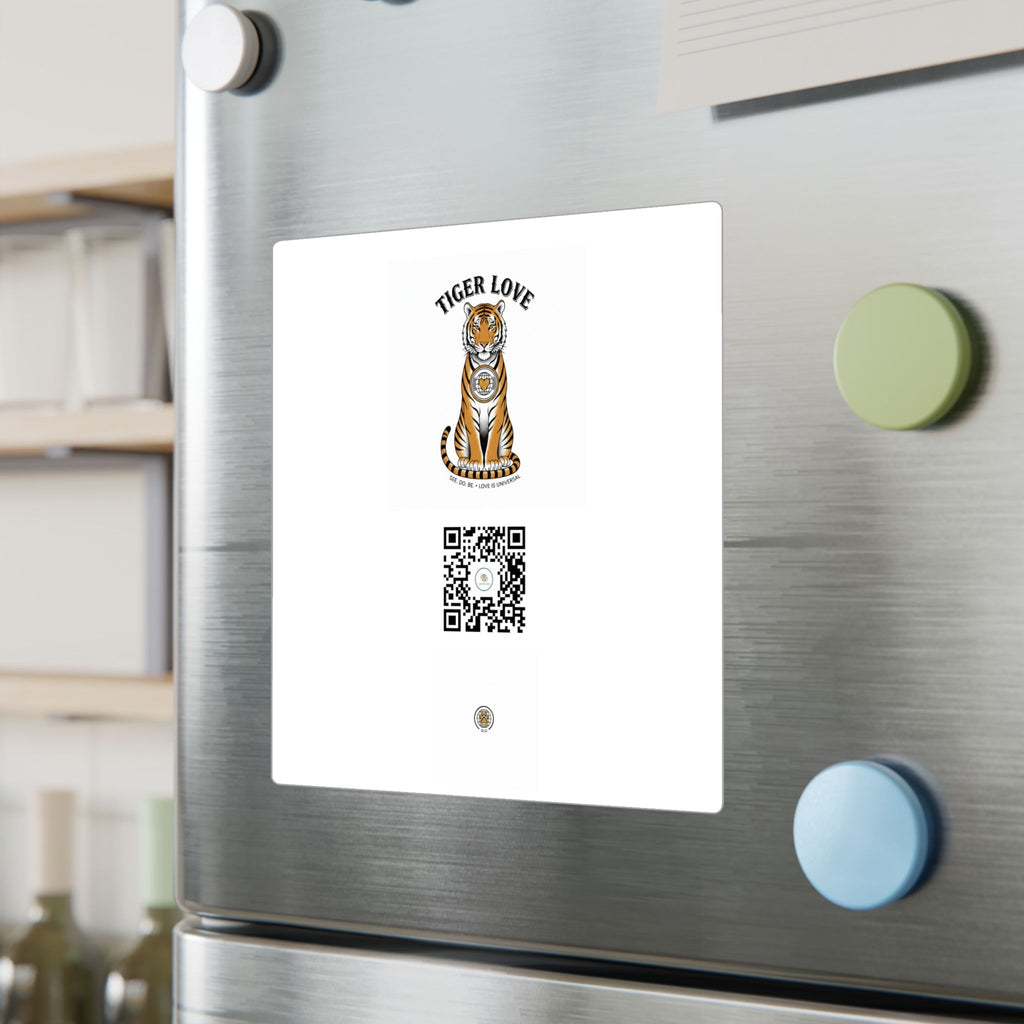 Tiger Love Kiss-Cut Vinyl Decal — QR Code Sticker for Laptops, Water Bottles & Windows