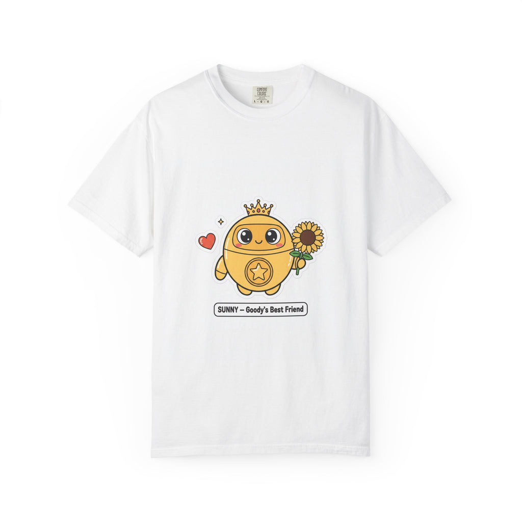 Sunny Robot T-Shirt — "Sunny: Goody's Best Friend" Cute Sunflower Character Tee
