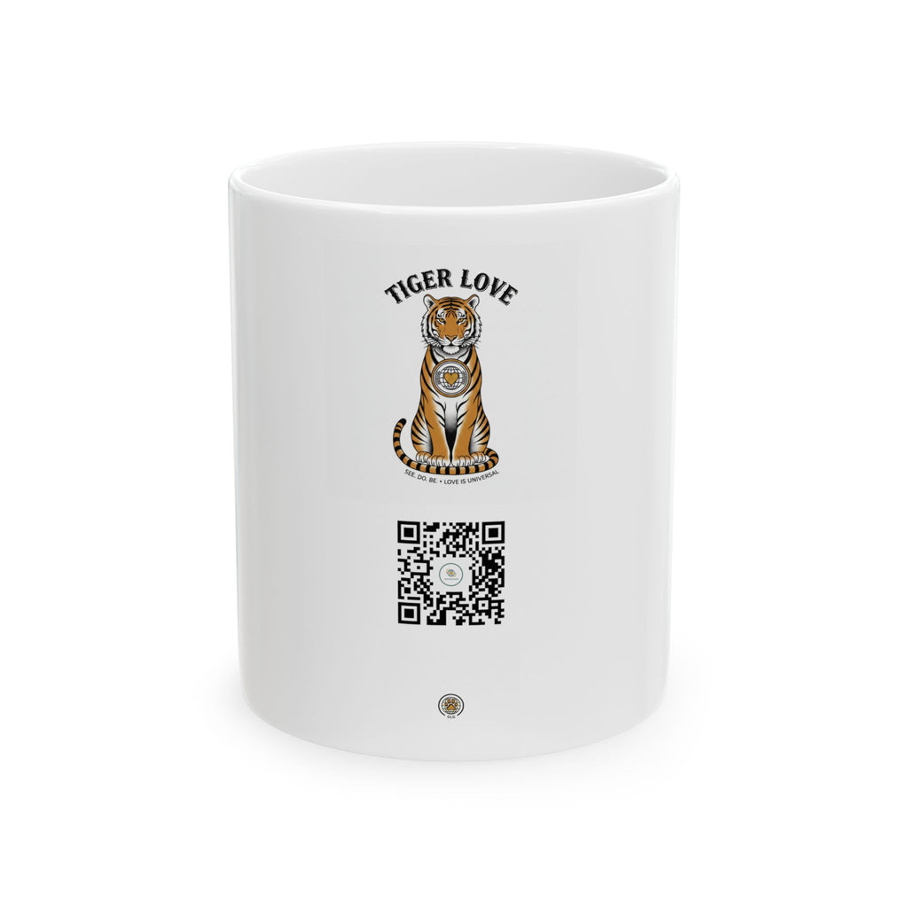 Tiger Love Ceramic Mug (11oz, 15oz) — Cute Tiger Graphic & QR Code Coffee Cup
