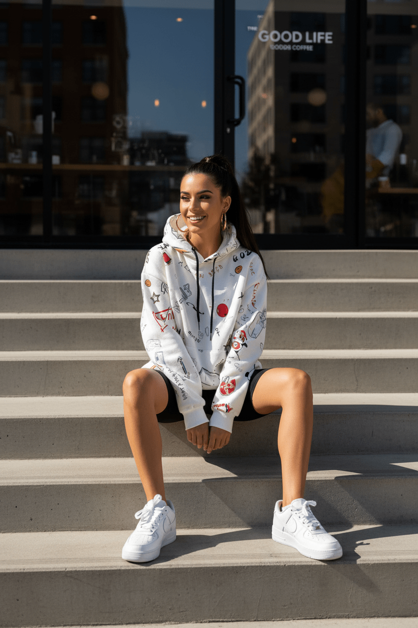 All - Over Graffiti Print Hoodie – Unisex Oversized Streetwear - Good Life Goods