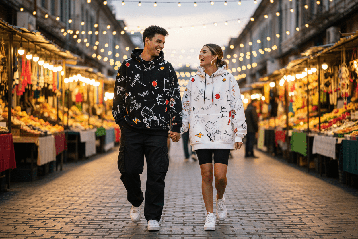 All - Over Graffiti Print Hoodie – Unisex Oversized Streetwear - Good Life Goods