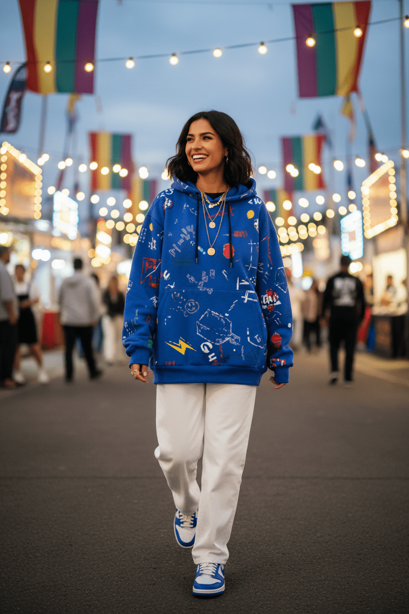 All - Over Graffiti Print Hoodie – Unisex Oversized Streetwear - Good Life Goods