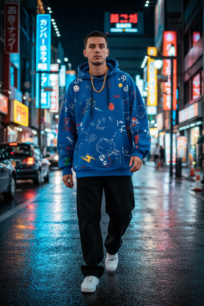 All - Over Graffiti Print Hoodie – Unisex Oversized Streetwear - Good Life Goods