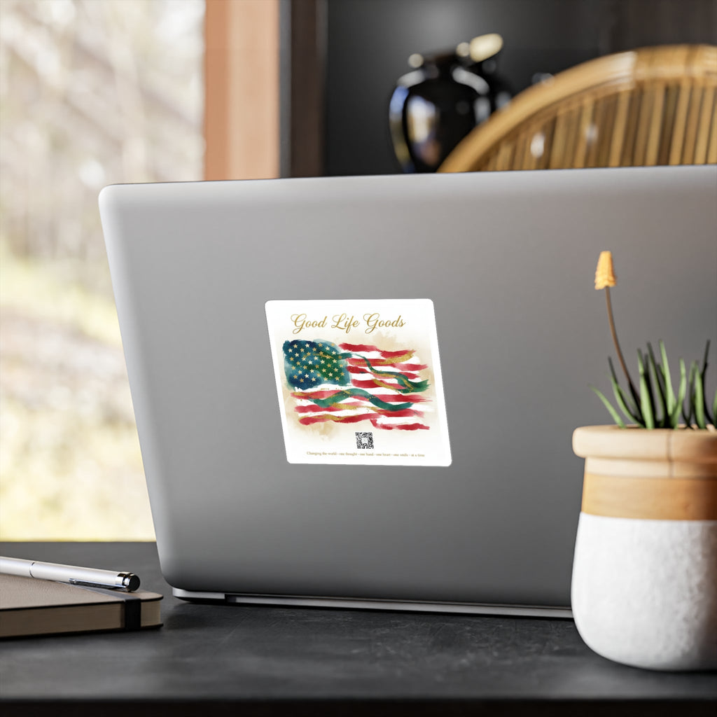 American Flag Kiss-Cut Vinyl Decal — 'Good Life Goods' Patriotic Sticker - Good Life Goods