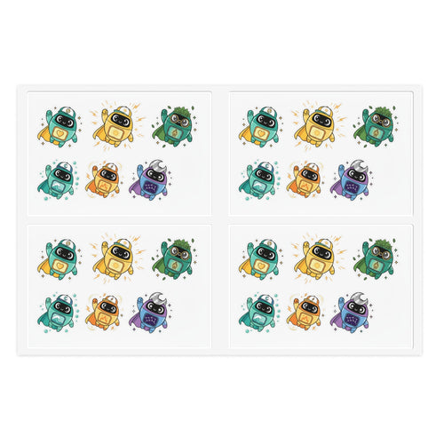 Cute Goody Hero Crew Sticker Sheet — Colorful Kawaii Robots for Planners & Scrapbooking - Good Life Goods