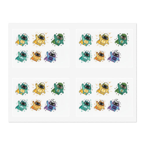 Cute Goody Hero Crew Sticker Sheet — Colorful Kawaii Robots for Planners & Scrapbooking - Good Life Goods