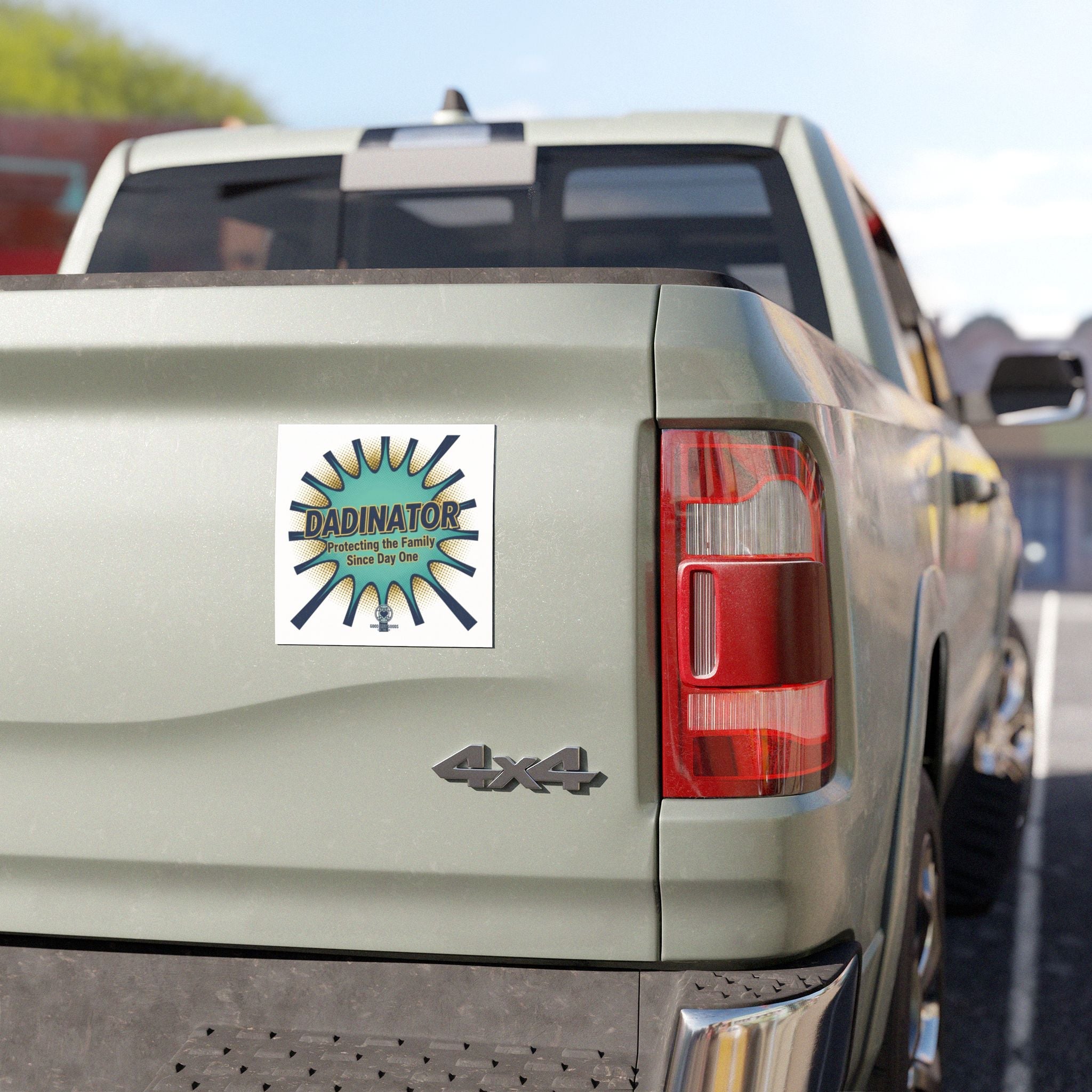 Dadinator Car Magnet — “Protecting the Family Since Day One” Retro Comic Badge - Good Life Goods