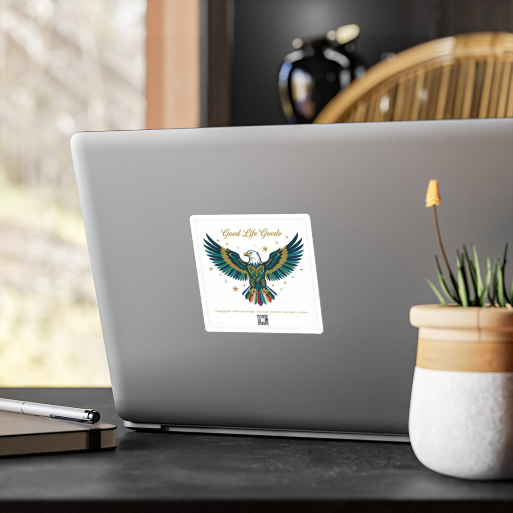 Eagle Kiss-Cut Vinyl Decal — 'Good Life Goods' Patriotic Sticker for Laptops, Water Bottles & Windows - Good Life Goods