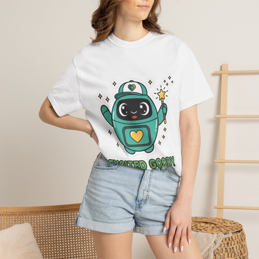 Excited Goody Adult T-Shirt | Goody Universe Magic Wand Robot Graphic Tee - Good Life Goods