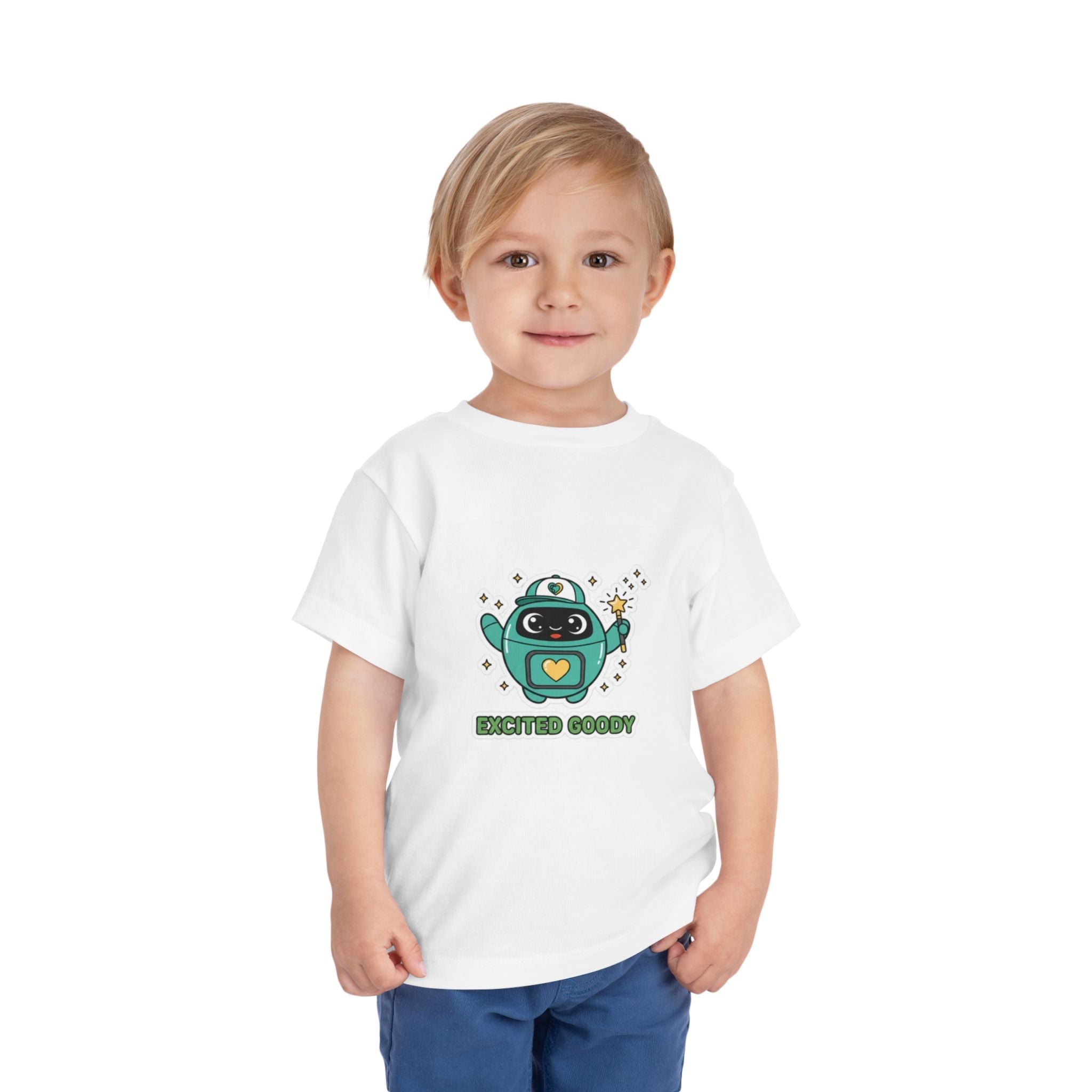 Excited Goody Toddler T-Shirt | Goody Universe Magic Wand Kids Robot Tee - Good Life Goods