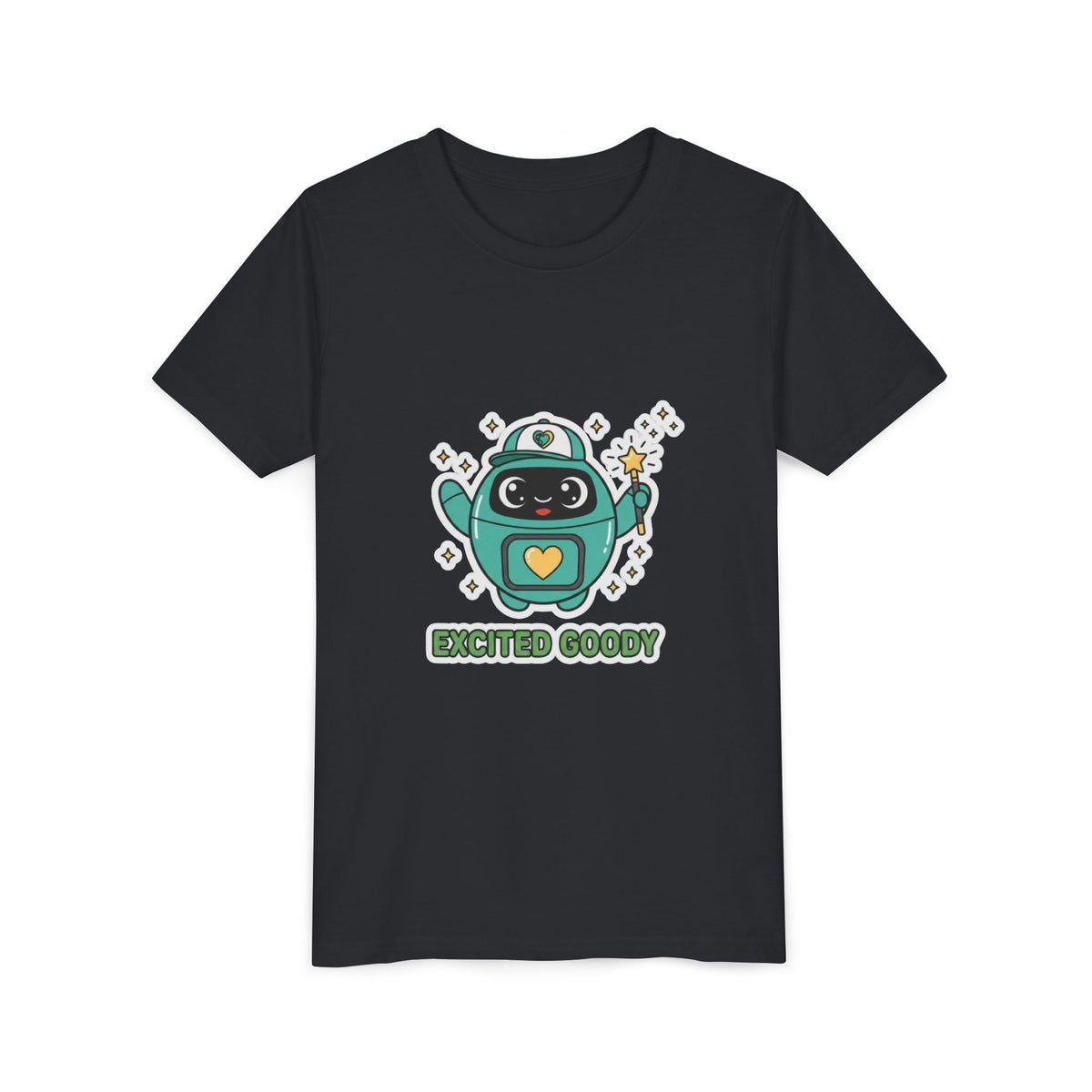 Excited Goody Youth T-Shirt | Goody Universe Magic Wand Kids Robot Tee - Good Life Goods