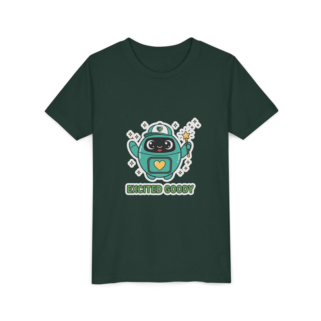 Excited Goody Youth T-Shirt | Goody Universe Magic Wand Kids Robot Tee - Good Life Goods