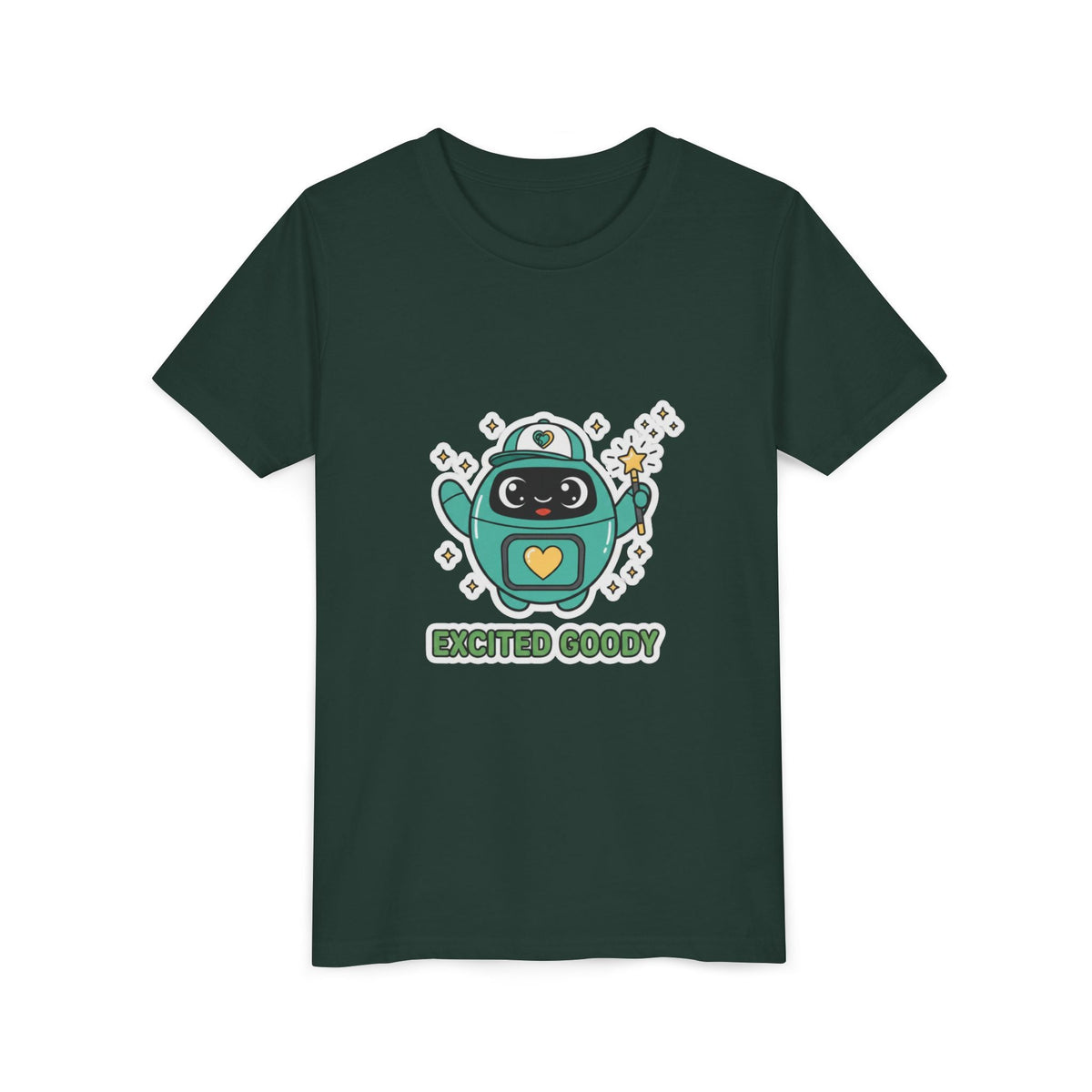 Excited Goody Youth T-Shirt | Goody Universe Magic Wand Kids Robot Tee - Good Life Goods