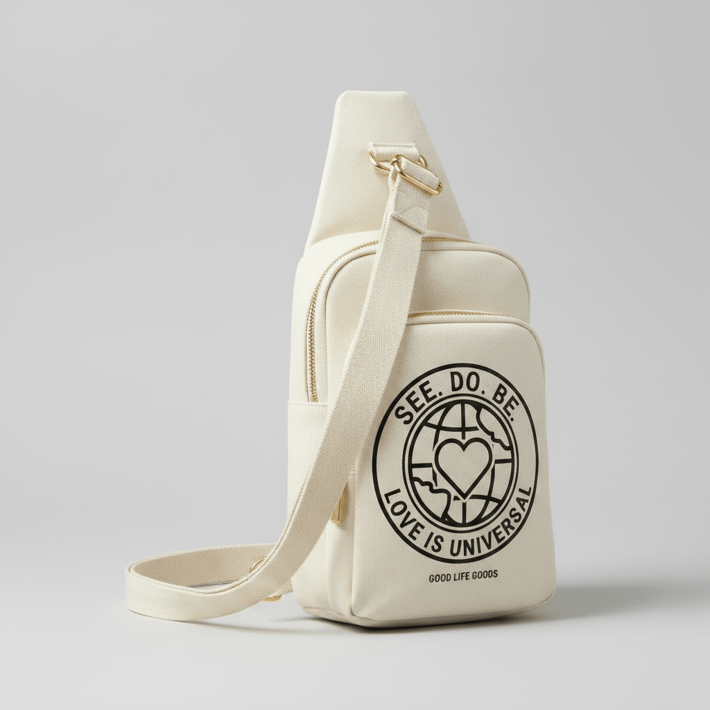 Explorer Sling Bag — "See. Do. Be. Love Is Universal" Embroidered Crossbody - Good Life Goods