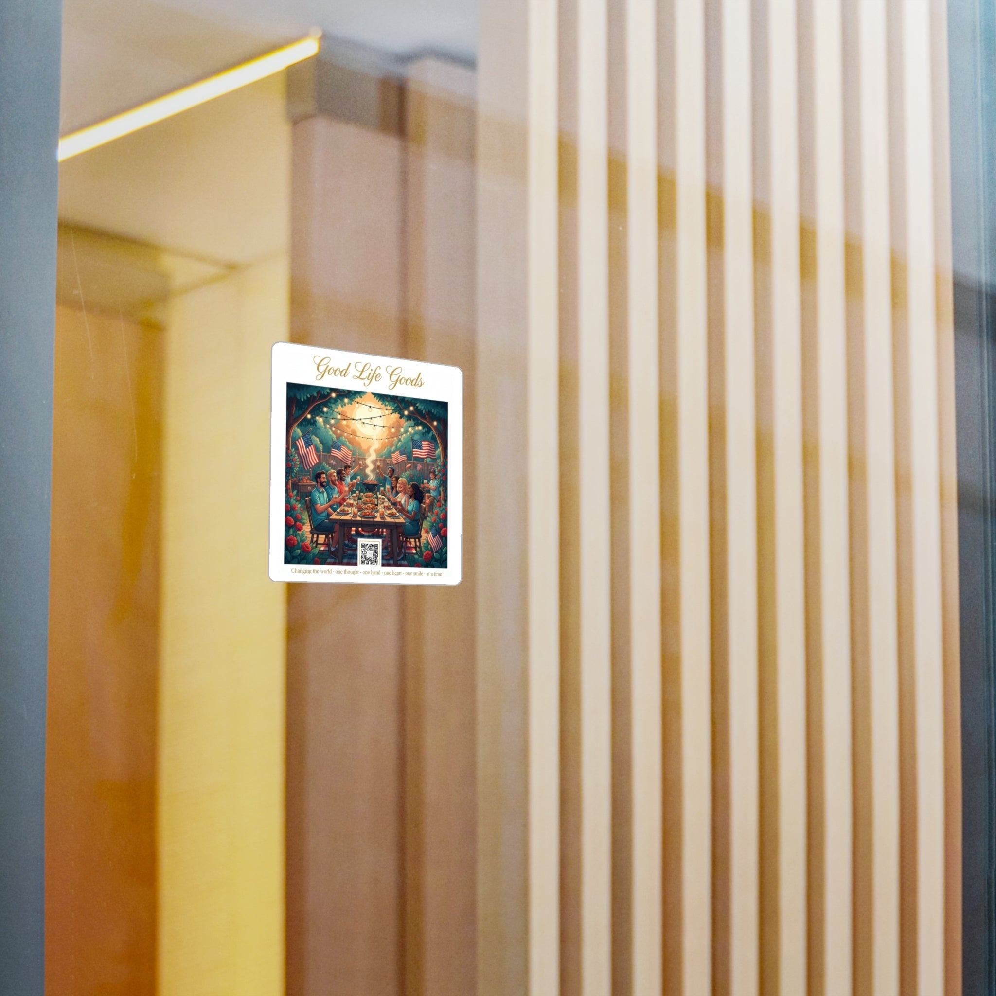 Good Life Goods Vinyl Sticker — Patriotic Backyard BBQ Dinner Scene Kiss‑Cut Decal - Good Life Goods