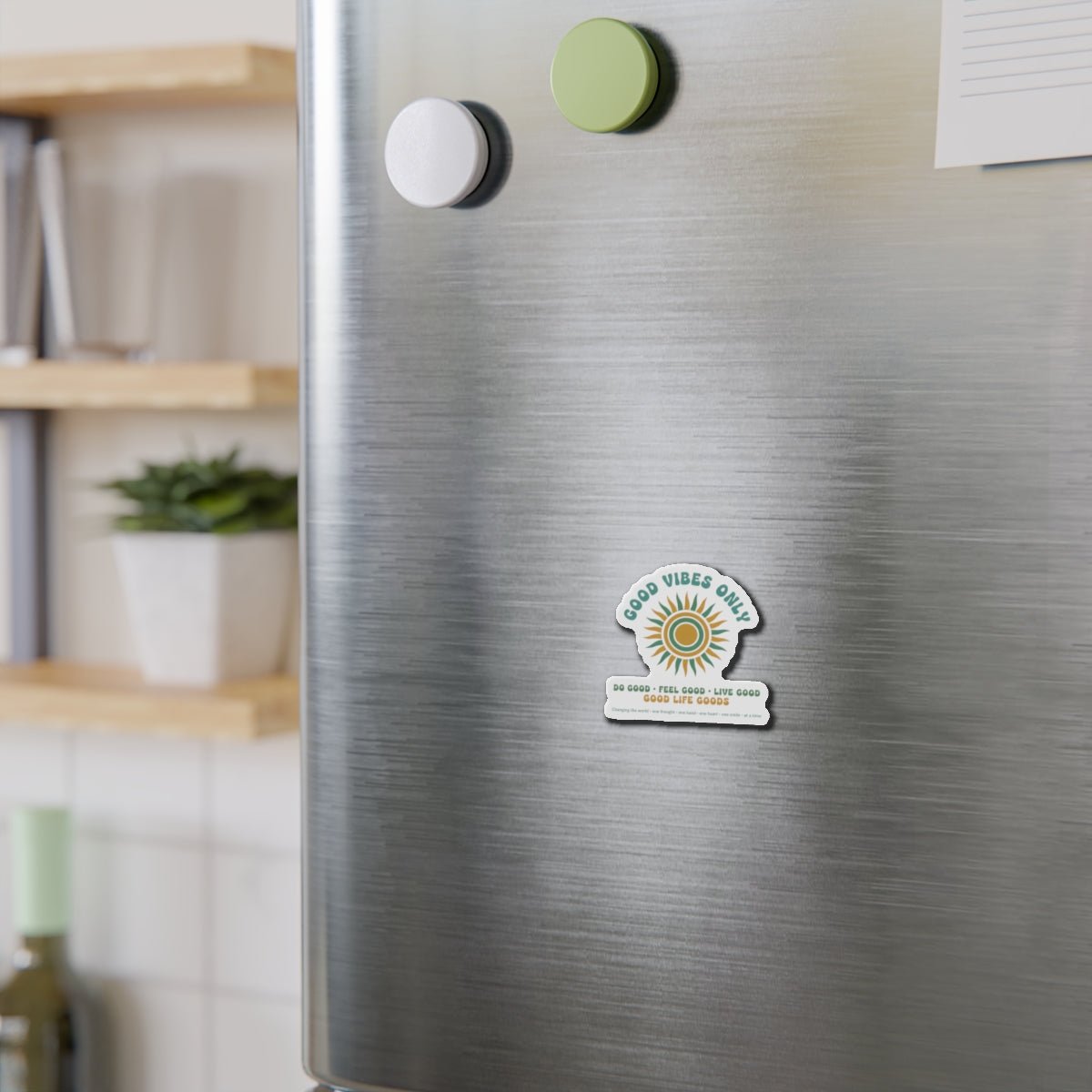 Good Vibes Only Sun Die-Cut Magnet — Positive Inspirational Kitchen Decor - Good Life Goods