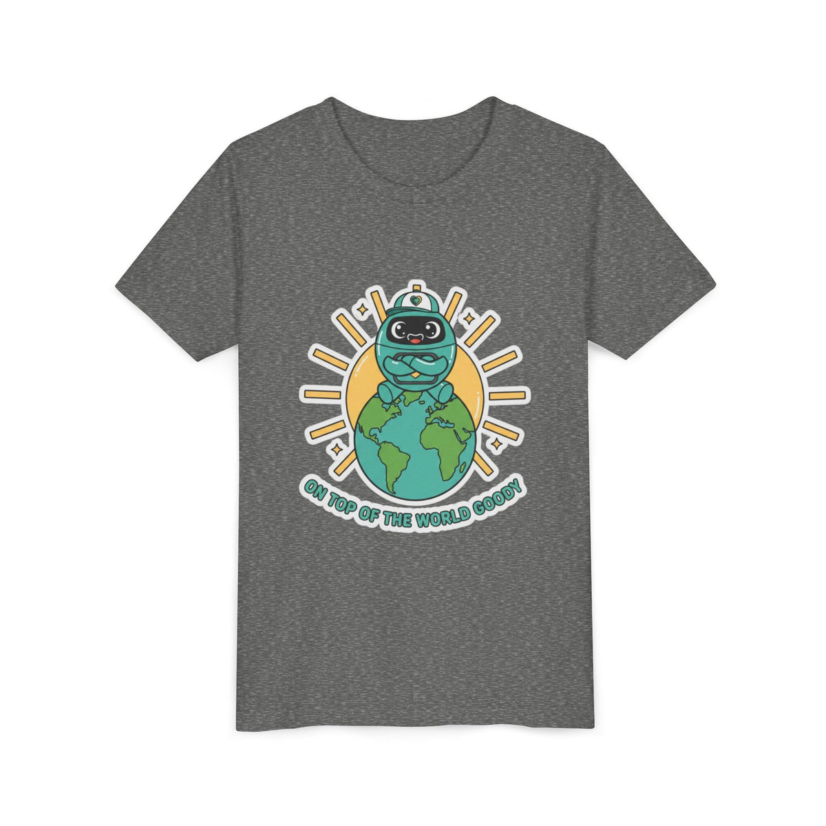 Goody On Top of the World Youth T-Shirt | Goody Universe Kids Robot Tee - Good Life Goods