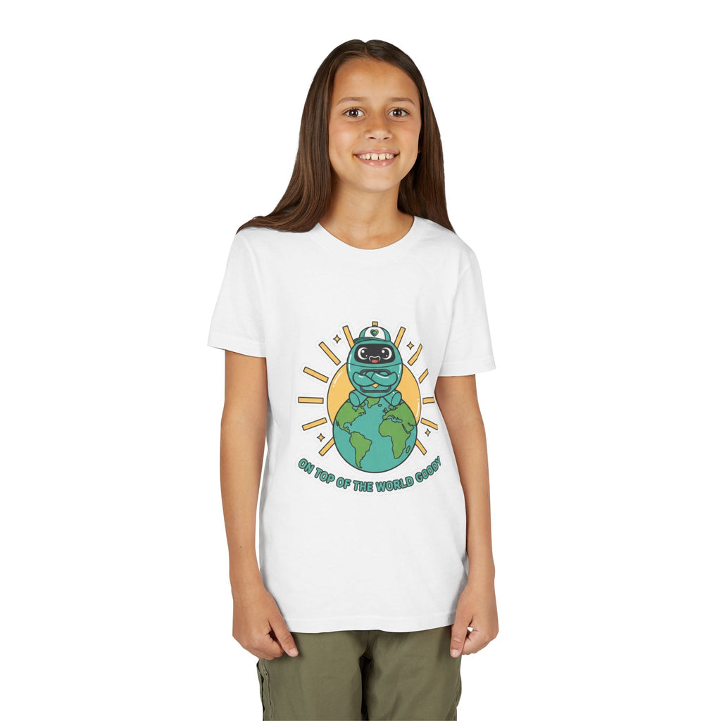 Goody On Top of the World Youth T-Shirt | Goody Universe Kids Robot Tee - Good Life Goods