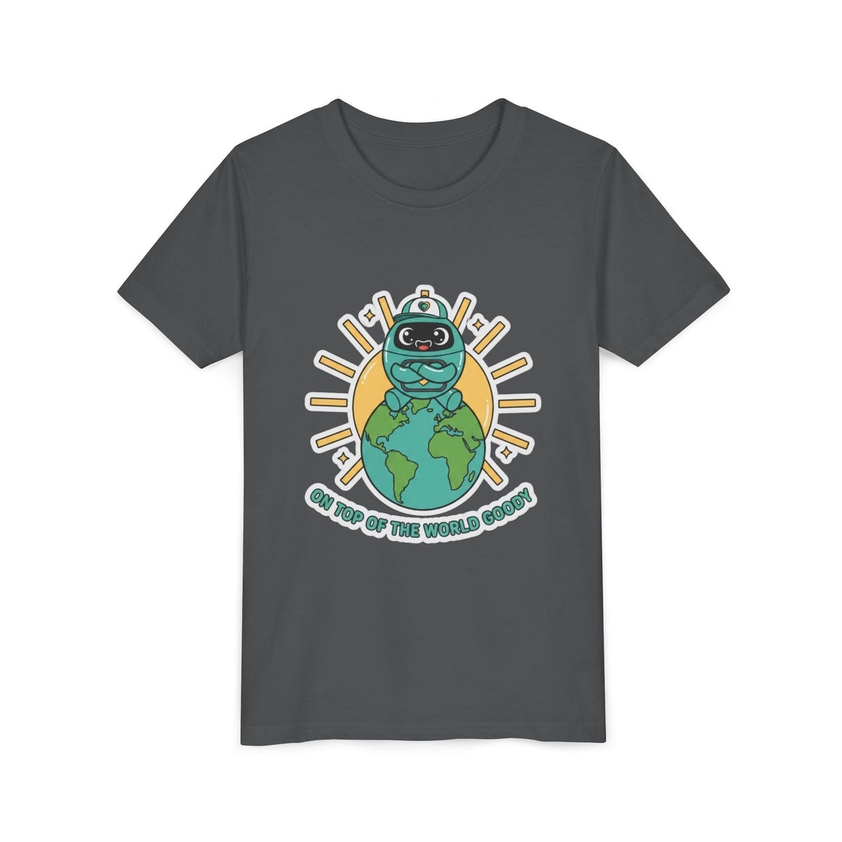 Goody On Top of the World Youth T-Shirt | Goody Universe Kids Robot Tee - Good Life Goods