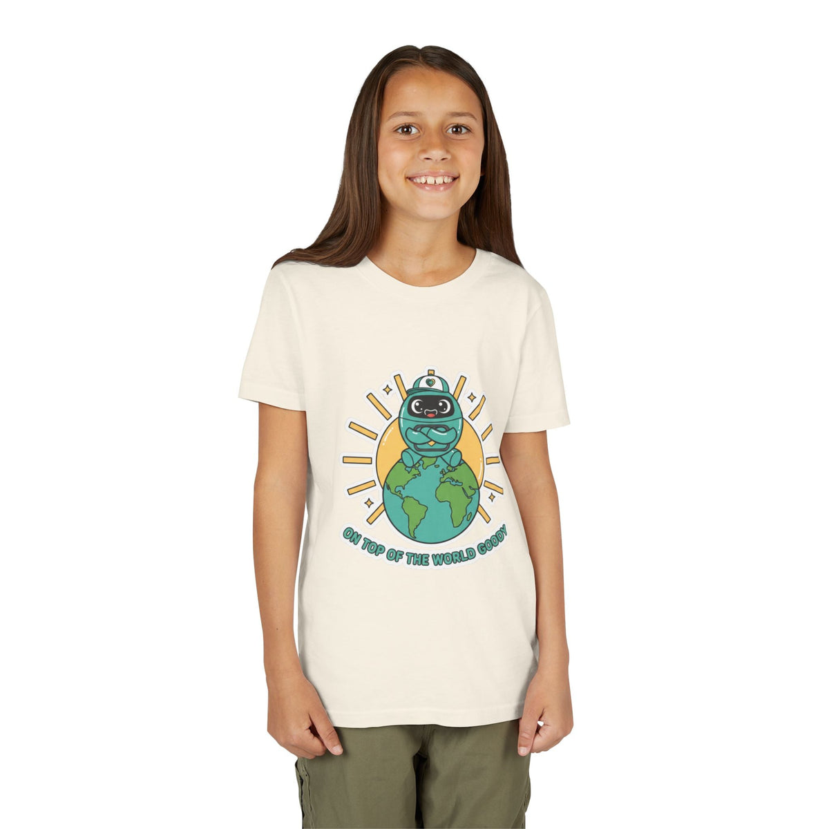 Goody On Top of the World Youth T-Shirt | Goody Universe Kids Robot Tee - Good Life Goods