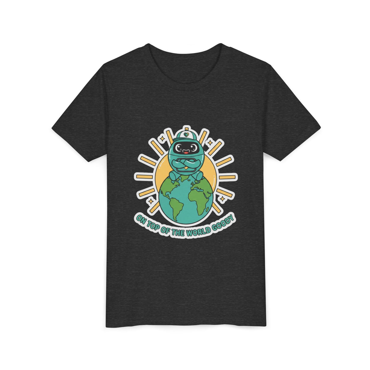 Goody On Top of the World Youth T-Shirt | Goody Universe Kids Robot Tee - Good Life Goods