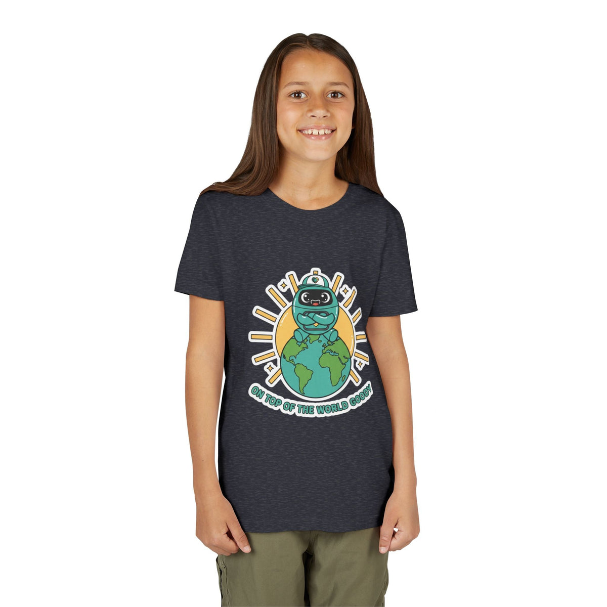 Goody On Top of the World Youth T-Shirt | Goody Universe Kids Robot Tee - Good Life Goods