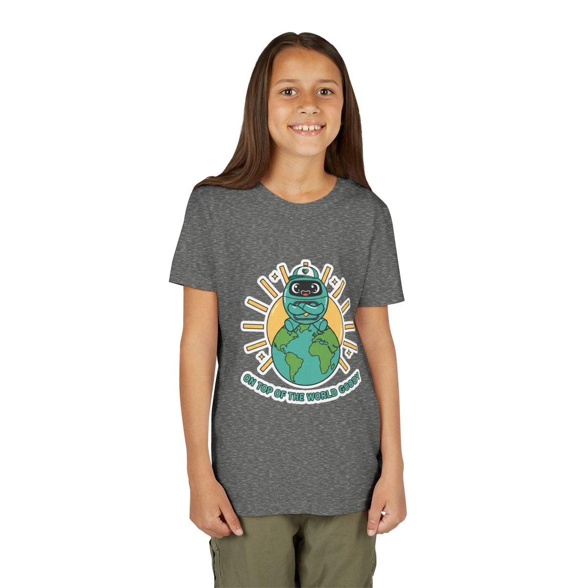 Goody On Top of the World Youth T-Shirt | Goody Universe Kids Robot Tee - Good Life Goods