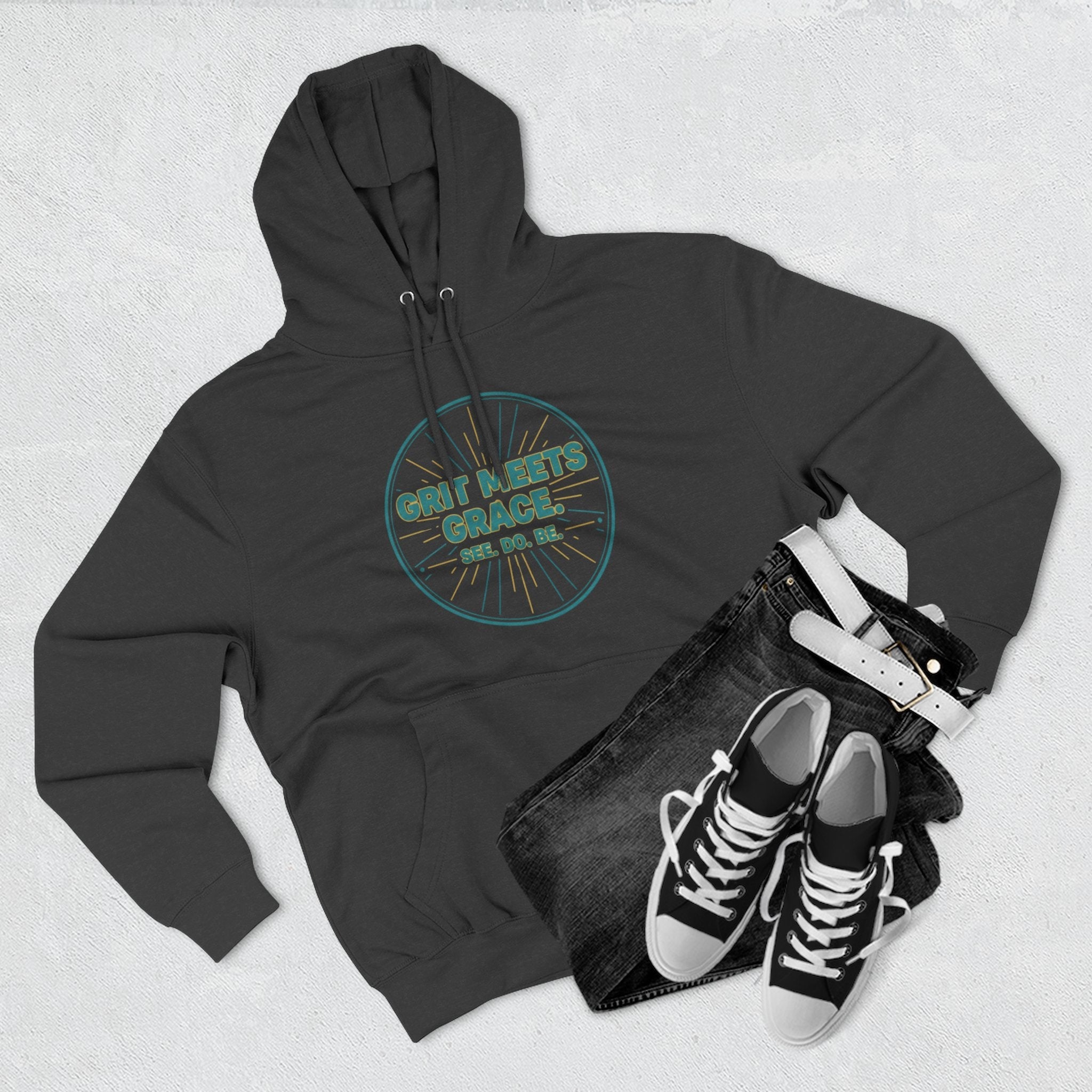 Hoodie — 'Grit Meets Grace' Motivational Fleece Hoodie - Good Life Goods