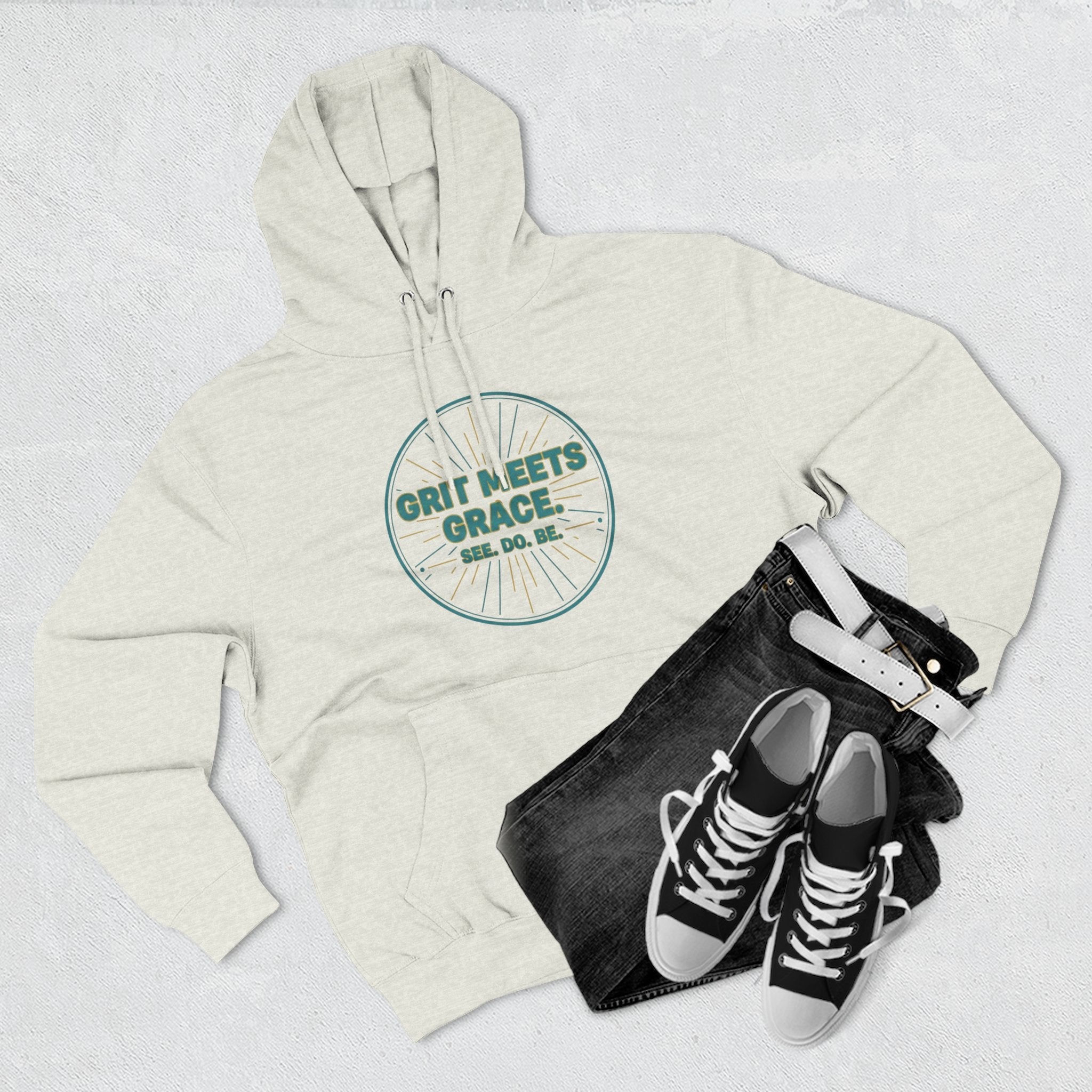 Hoodie — 'Grit Meets Grace' Motivational Fleece Hoodie - Good Life Goods