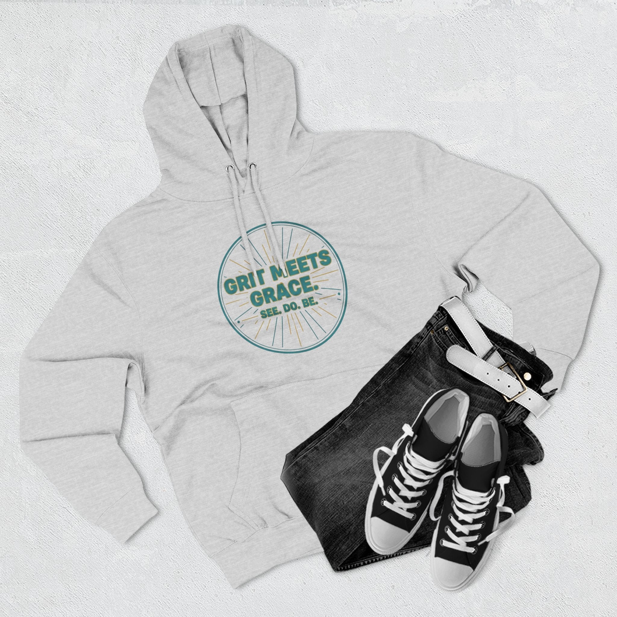 Hoodie — 'Grit Meets Grace' Motivational Fleece Hoodie - Good Life Goods