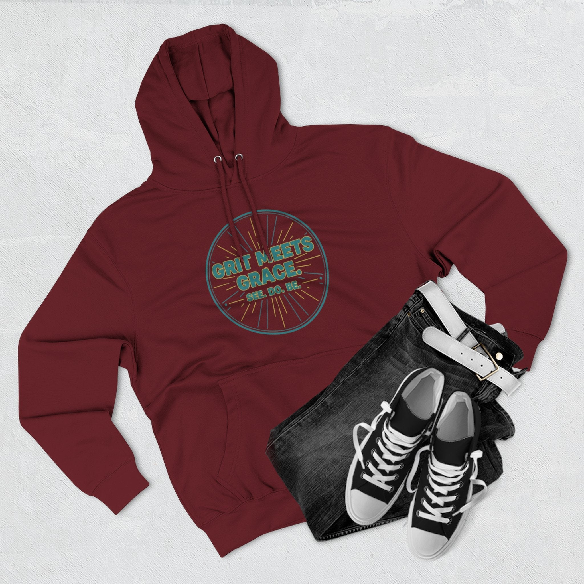 Hoodie — 'Grit Meets Grace' Motivational Fleece Hoodie - Good Life Goods