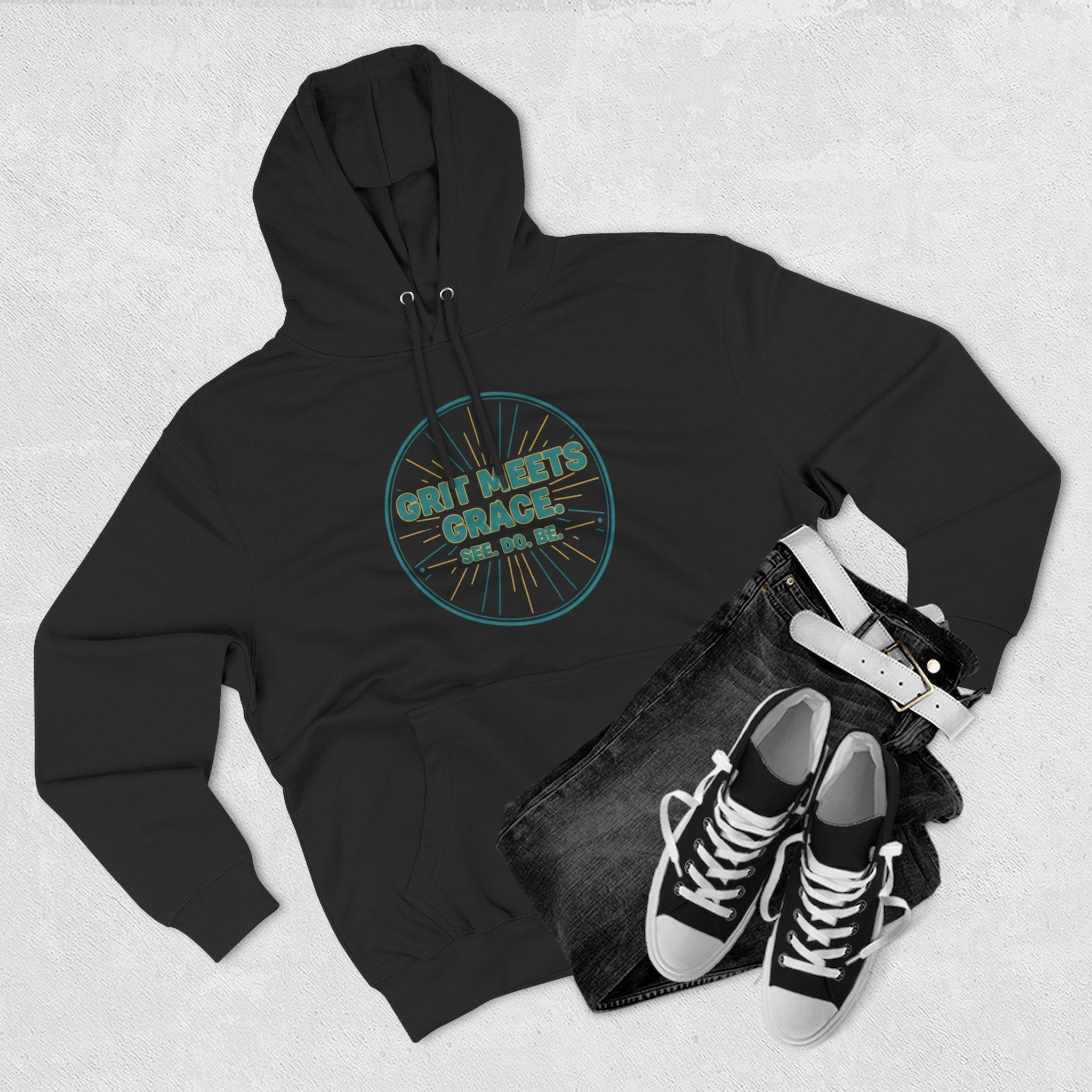 Hoodie — 'Grit Meets Grace' Motivational Fleece Hoodie - Good Life Goods