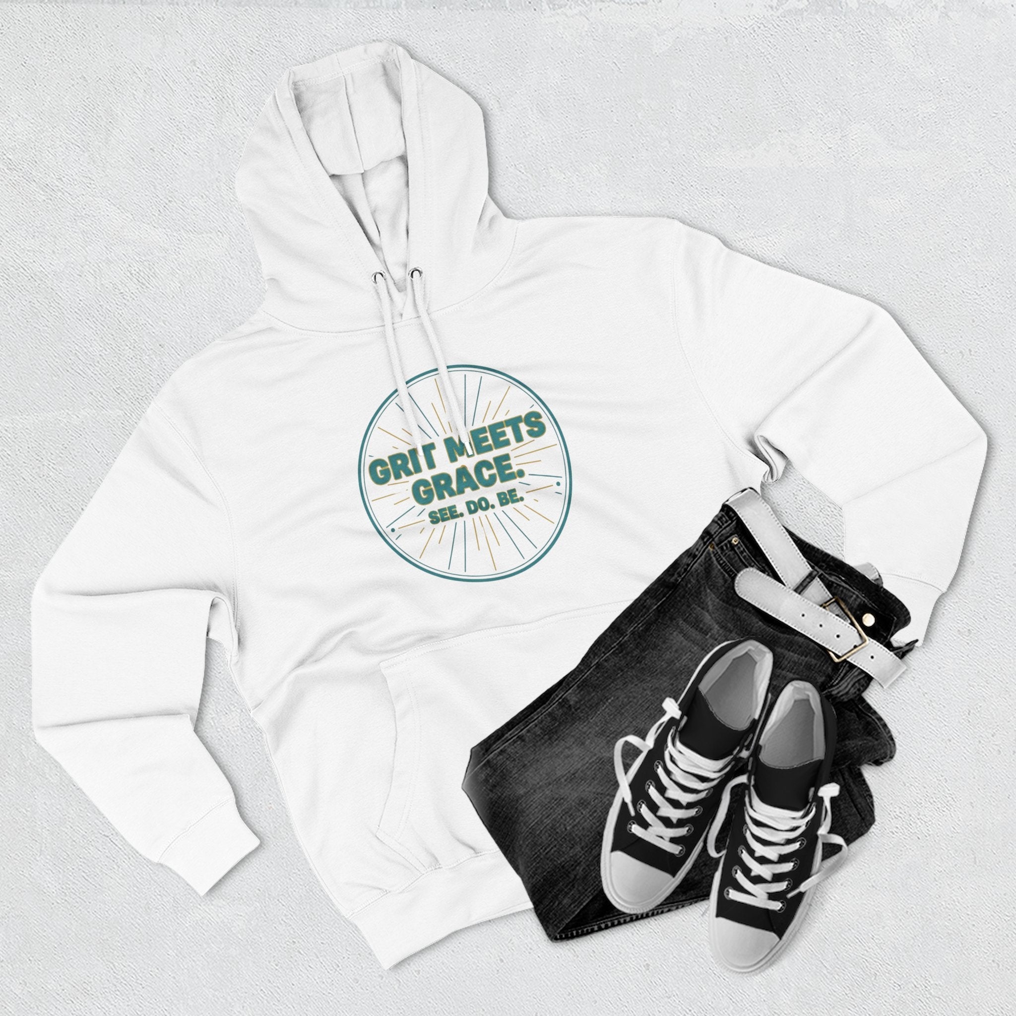Hoodie — 'Grit Meets Grace' Motivational Fleece Hoodie - Good Life Goods