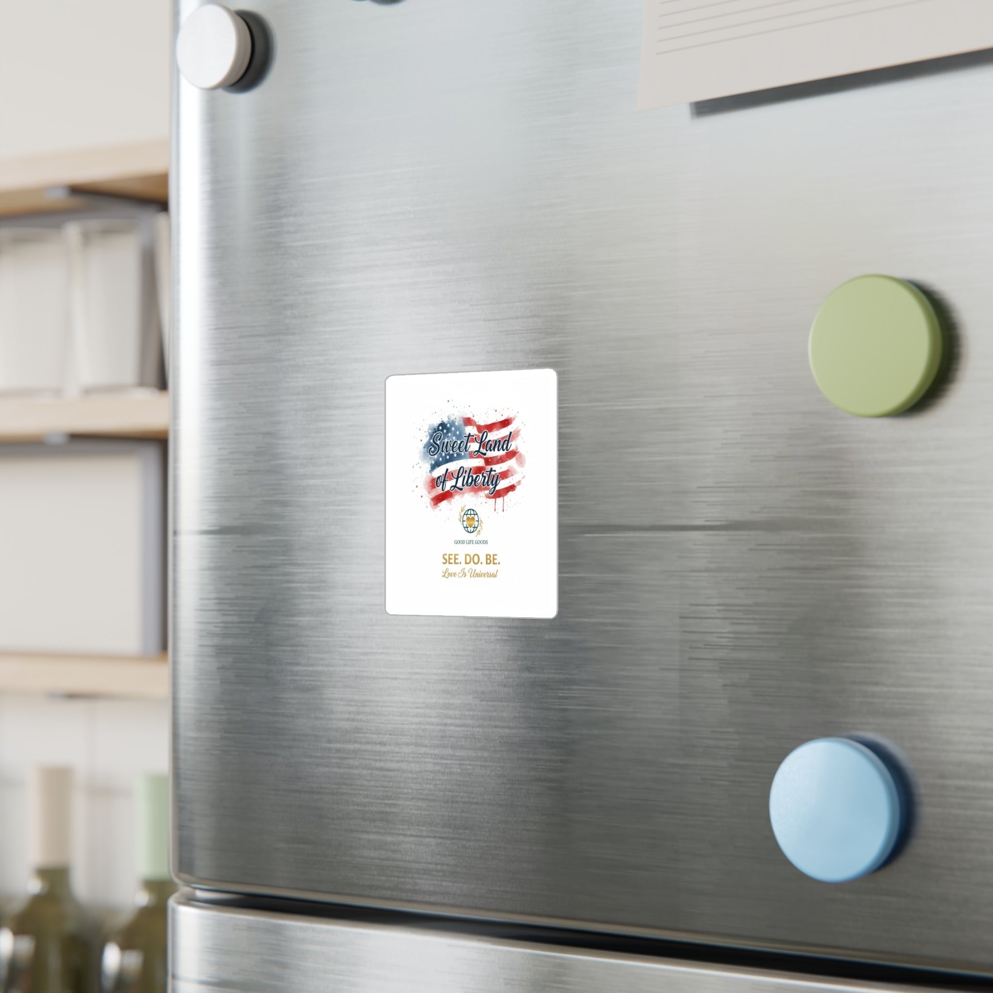 Kiss-Cut Vinyl Decal — "Sweet Land of Liberty" American Flag Sticker - Good Life Goods