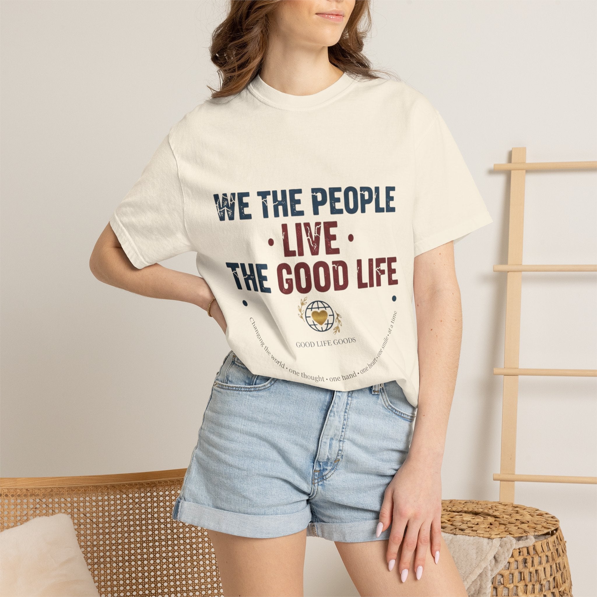 Live The Good Life T-Shirt — Vintage Globe Graphic Tee - Good Life Goods