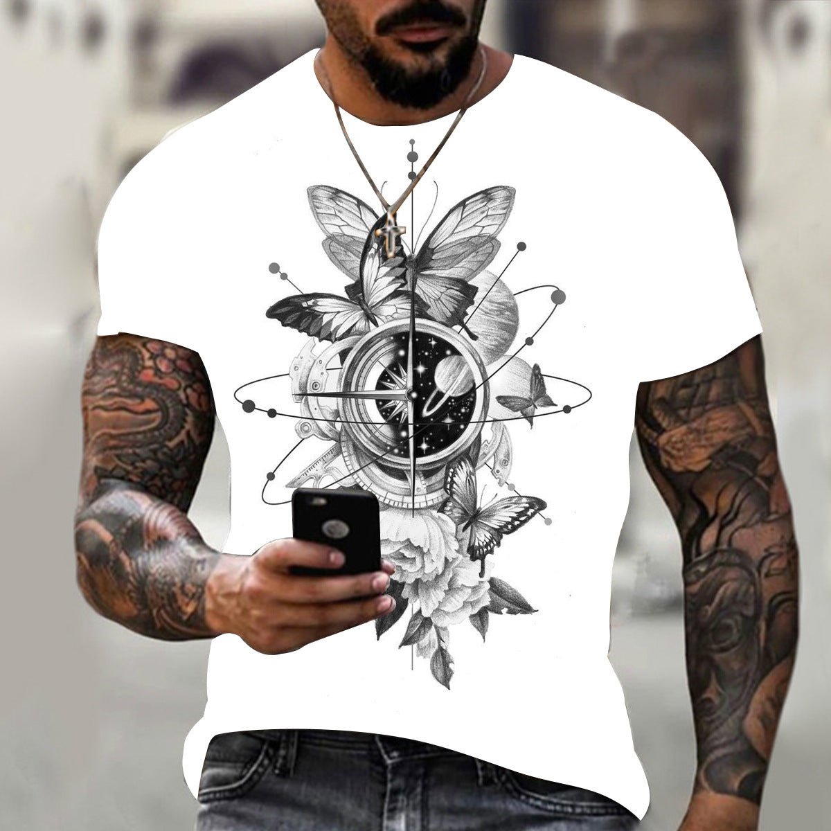 Men's 3D Graphic Print Short Sleeve T-Shirt – Bold Hip Hop Style - Good Life Goods