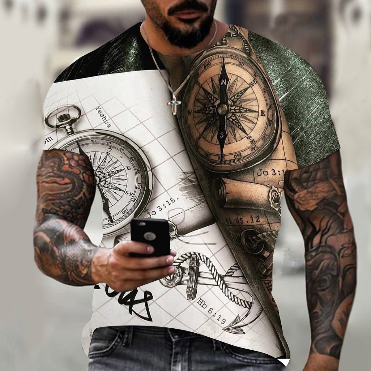 Men's 3D Graphic Print Short Sleeve T-Shirt – Bold Hip Hop Style - Good Life Goods