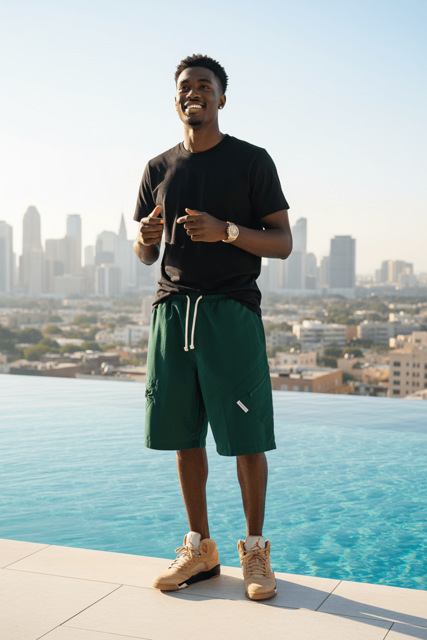 Men's Wide - Leg Cargo Shorts – Zip Pocket Streetwear Shorts - Good Life Goods