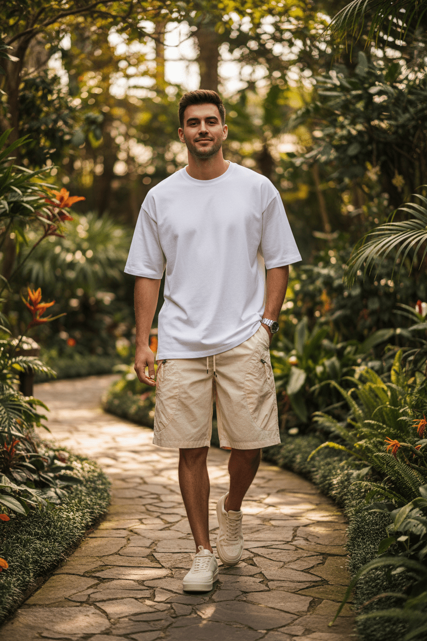Men's Wide - Leg Cargo Shorts – Zip Pocket Streetwear Shorts - Good Life Goods