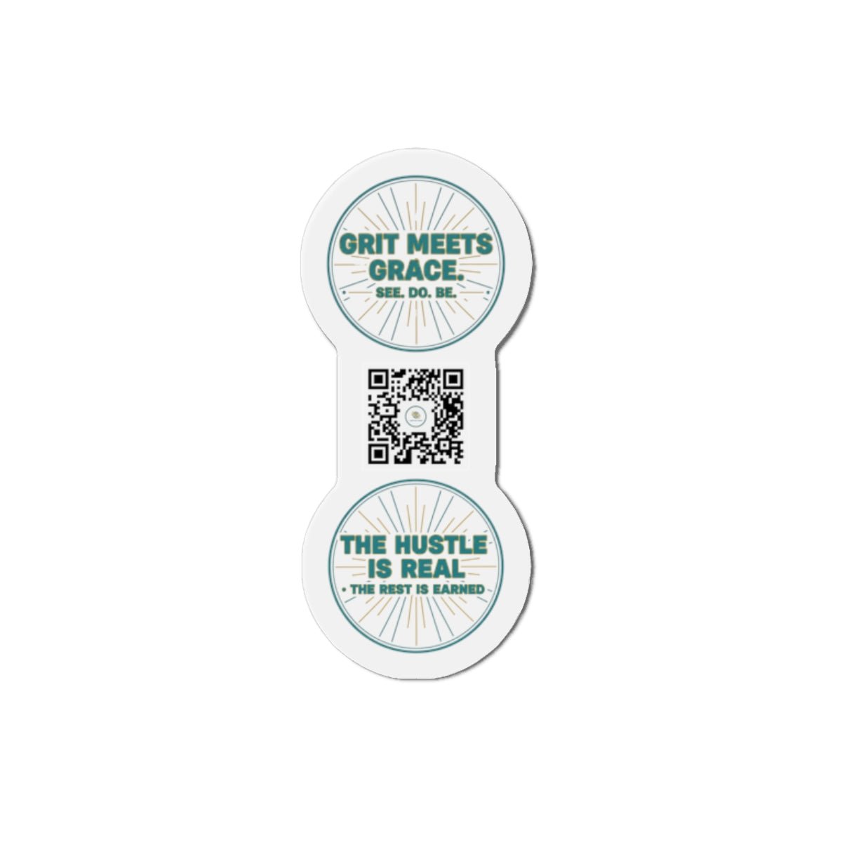 Motivational Die-Cut Magnet — “Grit Meets Grace / The Hustle Is Real” QR Design - Good Life Goods