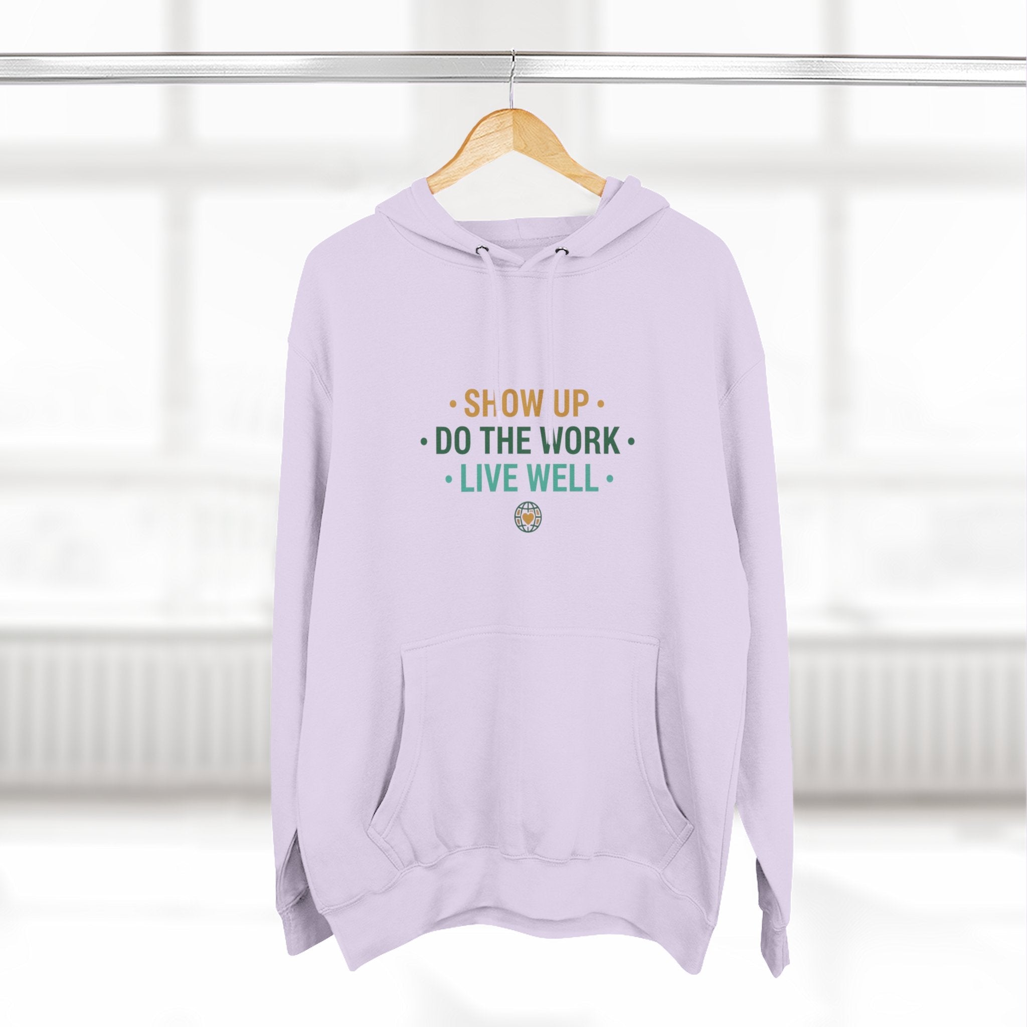 Motivational Mountain Hoodie - "Show Up • Do The Work • Live Well" - Good Life Goods