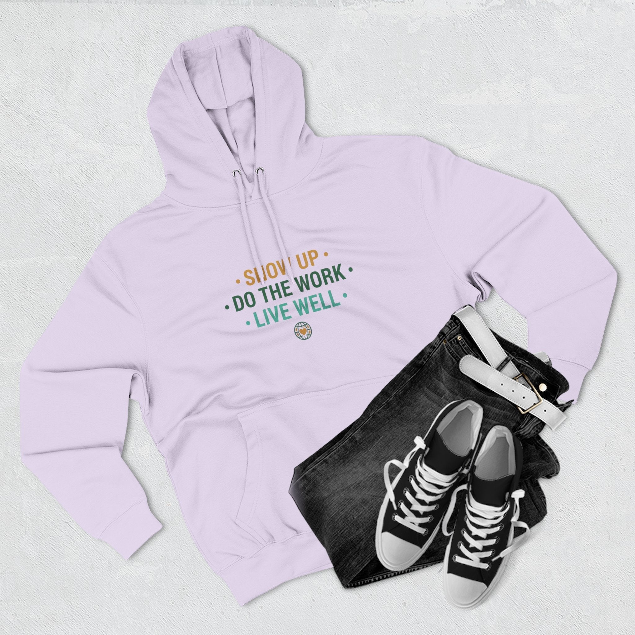 Motivational Mountain Hoodie - "Show Up • Do The Work • Live Well" - Good Life Goods