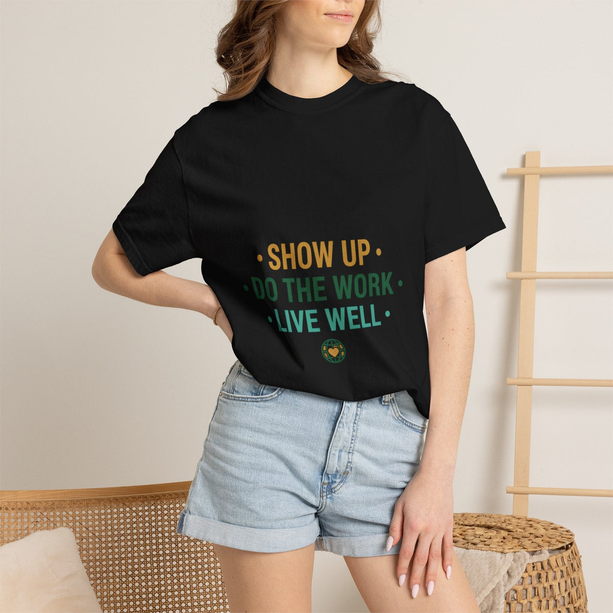 Motivational Mountain T-Shirt — “Show Up • Do The Work • Live Well” - Good Life Goods