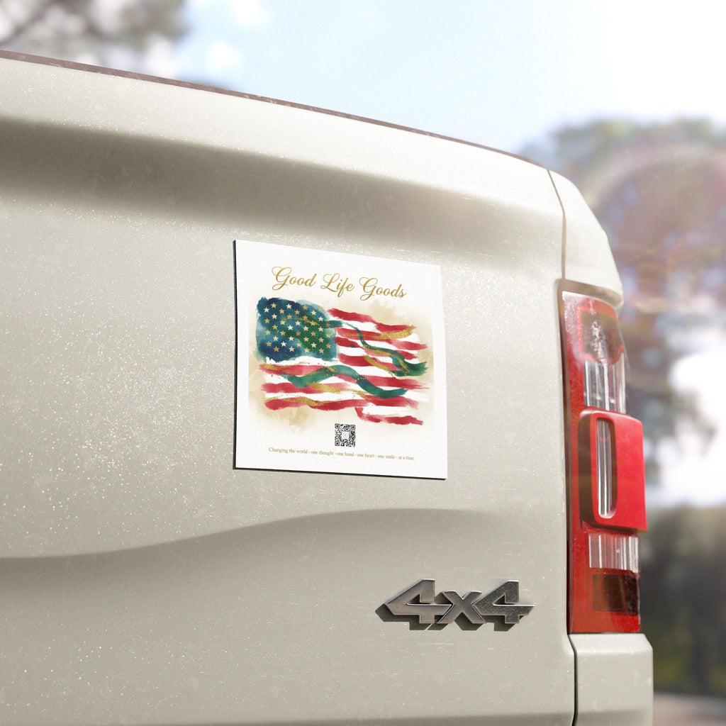 Patriotic Watercolor Flag Car Magnet — "Good Life Goods" Americana Magnetic Decal - Good Life Goods