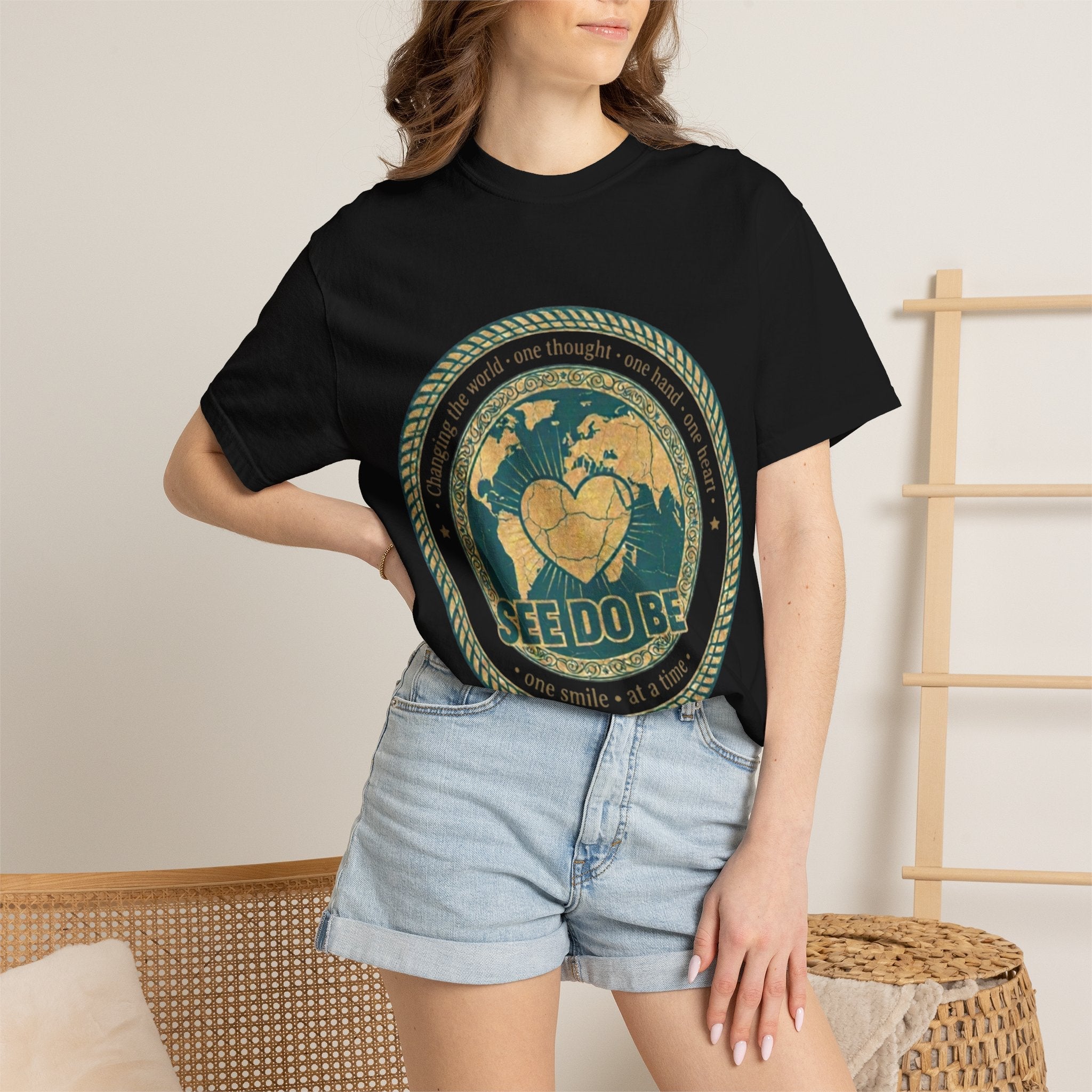 See Do Be World Heart T-Shirt — Eco Vibe Graphic Tee - Good Life Goods