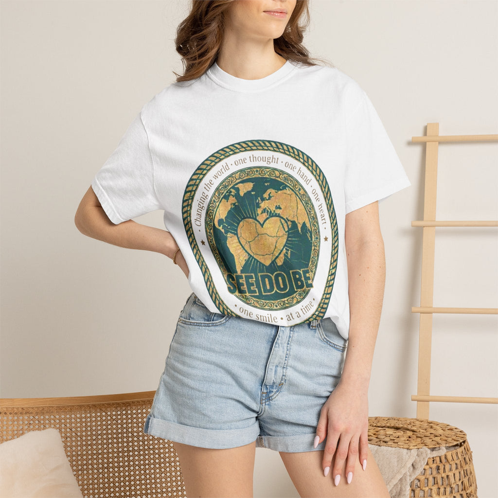 See Do Be World Heart T-Shirt — Eco Vibe Graphic Tee - Good Life Goods